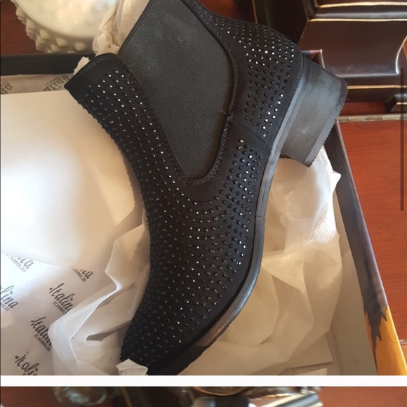 Black gem and suede booties - Picture 4 of 6